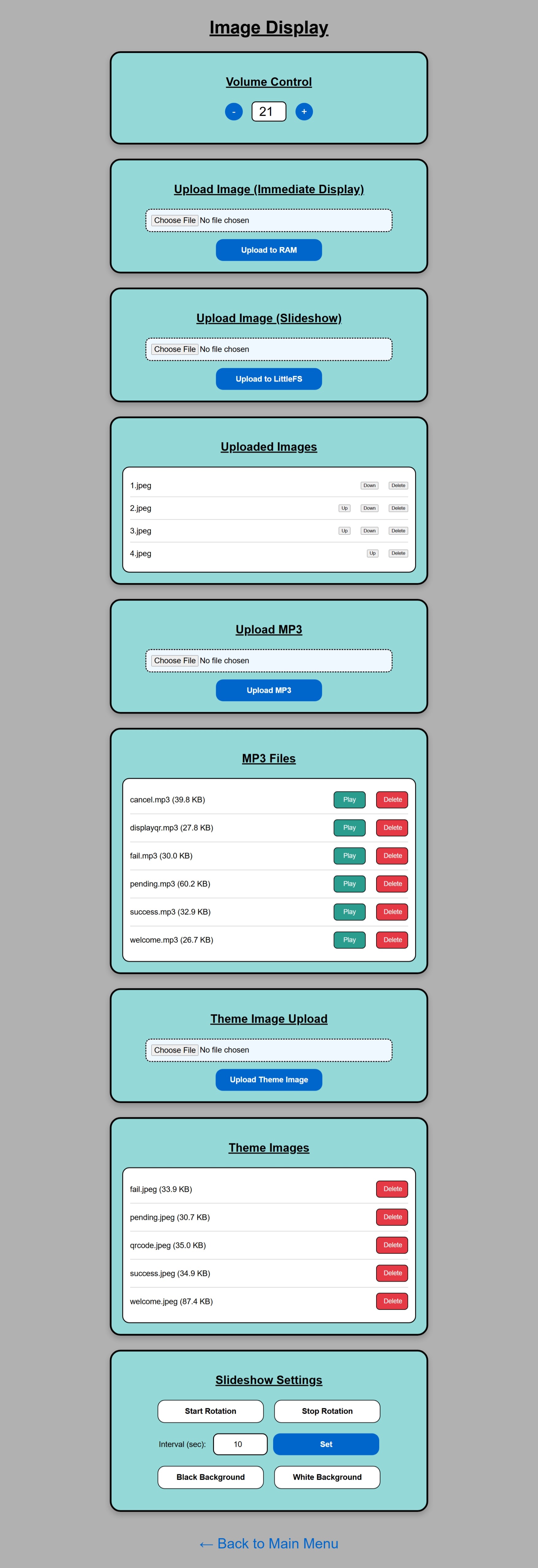 7-Inch WIFI Display - Control Panel