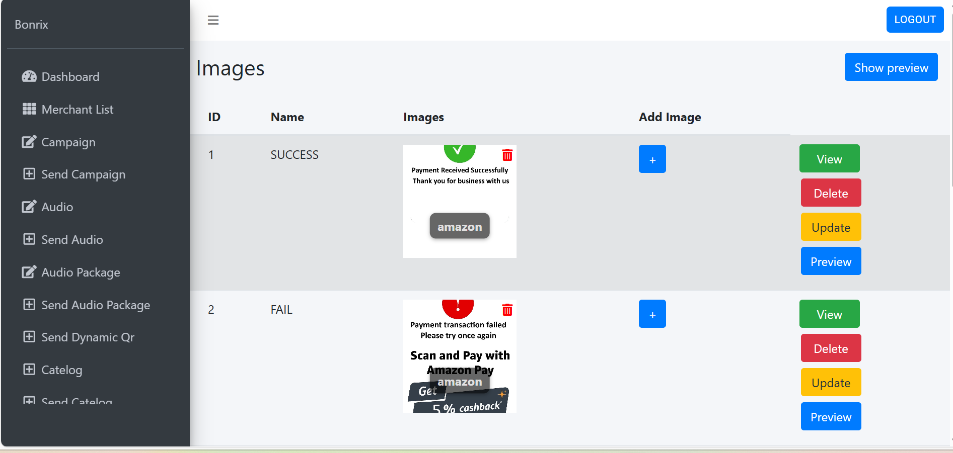 Bonrix Digital Signage for Retail and Billing Counters with TMS/CMS, Real-Time Content Management