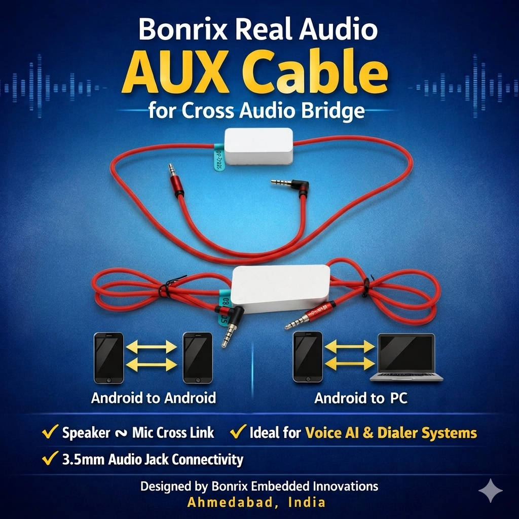 Bonrix Real Audio AUX Cable for Two-Way Android, Laptop & Voice AI Audio Bridge