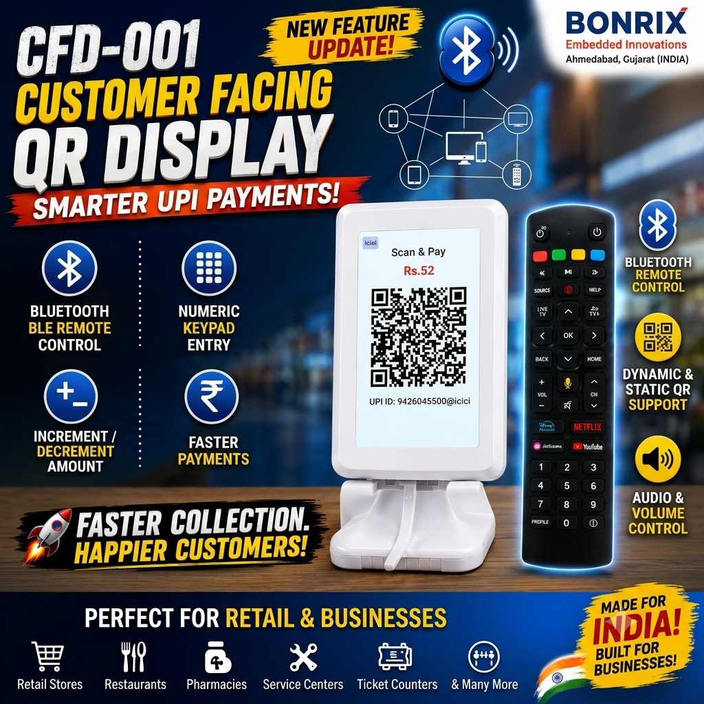 Bonrix CFD-001 Dynamic QR Display Adds Bluetooth Remote Control